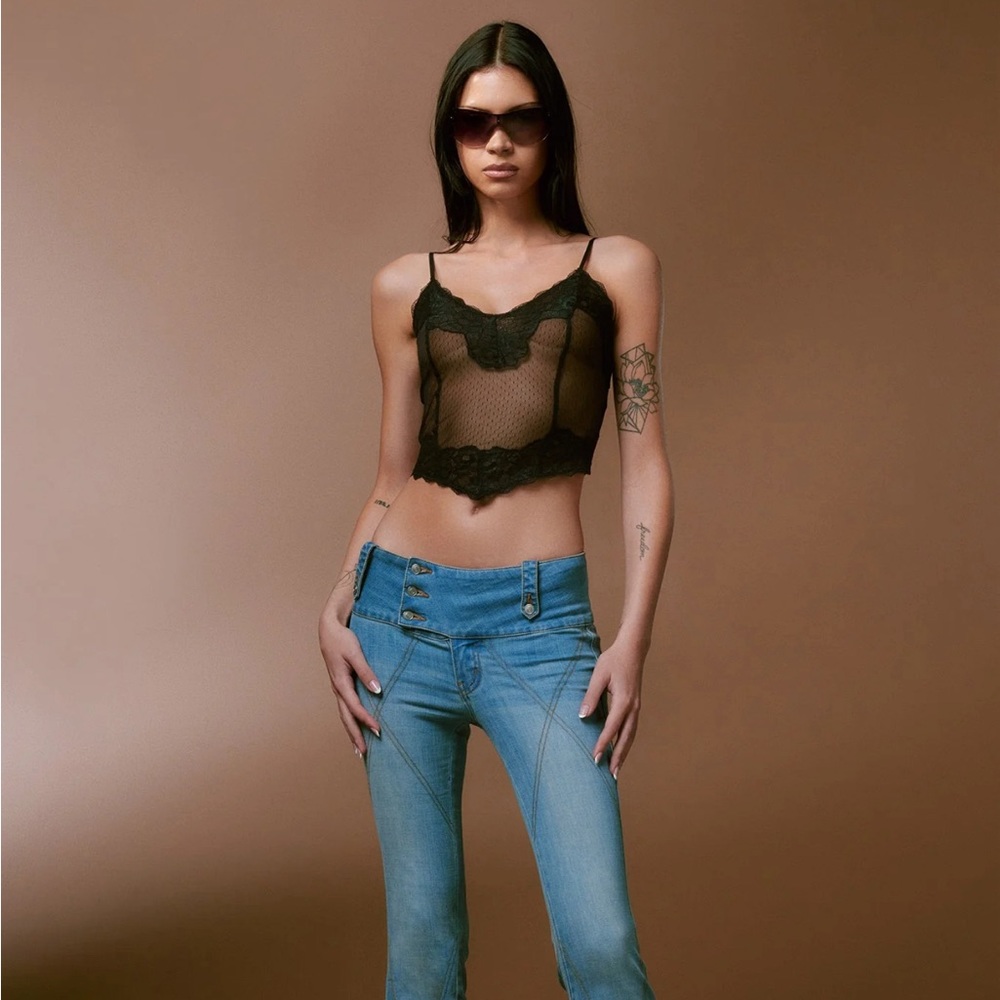 NWT I.AM.GIA Black Mesh Top